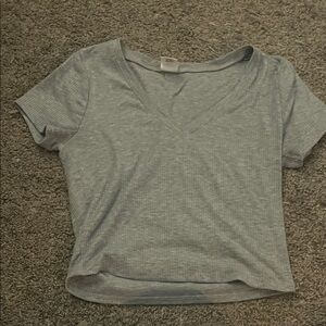 Casual Heather Gray V-Neck Tee